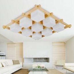 Lámparas de techo empotradas de estilo nórdico contemporáneo moderno de 9 luces con pantalla de vidrio