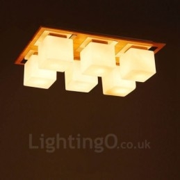 Lámparas de techo empotradas modernas y contemporáneas de 6 luces con pantalla de vidrio