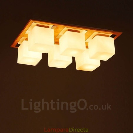 Lámparas de techo empotradas modernas y contemporáneas de 6 luces con pantalla de vidrio Lámparas de techo empotradas modernas y contemporáneas de 6 luces con pantalla de vidrio