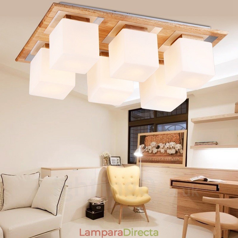 Lámparas de techo empotradas modernas y contemporáneas de 6 luces con pantalla de vidrio