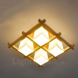 Lámparas de techo empotradas modernas y contemporáneas de 4 luces con pantalla de vidrio