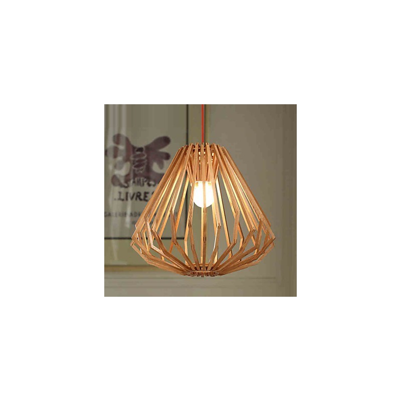 Lámpara de araña estilo mini, tradicional, clásica, de madera y bambú.