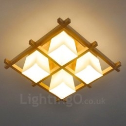 Lámparas de techo empotradas modernas y contemporáneas de 4 luces con pantalla de vidrio