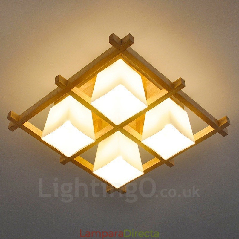 Lámparas de techo empotradas modernas y contemporáneas de 4 luces con pantalla de vidrio