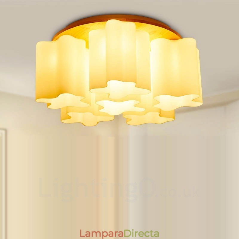 Lámparas de techo empotradas modernas y contemporáneas de 6 luces con pantalla de vidrio
