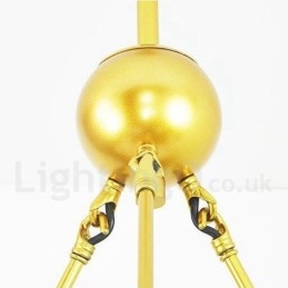 Lámpara de techo de estilo nórdico contemporáneo moderno de 9 luces con baño de cobre y pantalla de cristal esférico dorado y blanco.