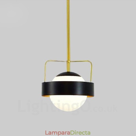 Lámpara de techo moderna contemporánea de 1 luz, lámpara colgante con baño de cobre y pantalla de cristal esférico blanco y negro. Lámpara de techo moderna contemporánea de 1 luz, lámpara colgante con baño de cobre y pantalla de cristal esférico blanco y negro.