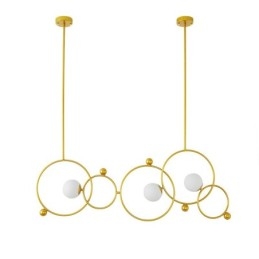Lámpara de techo moderna contemporánea de 3 luces con baño de cobre y pantalla de cristal con forma de bola blanca