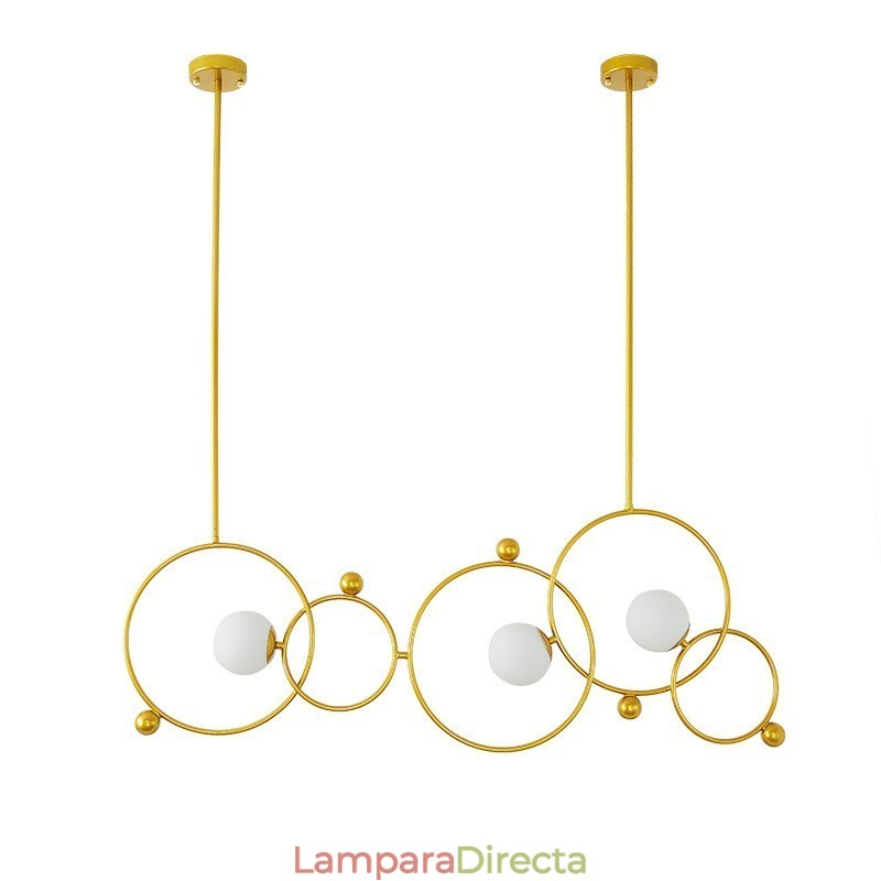 Lámpara de techo moderna contemporánea de 3 luces con baño de cobre y pantalla de cristal con forma de bola blanca