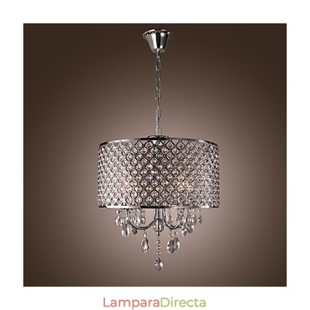 Lámpara de araña clásica tradicional de metal cromado y cristal Lámpara de araña clásica tradicional de metal cromado y cristal