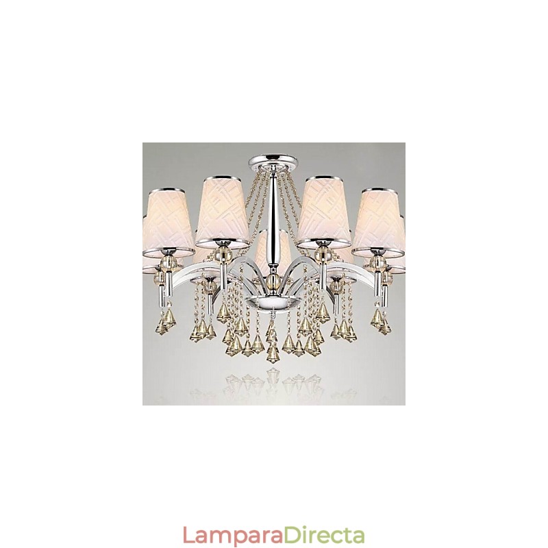 Lámpara de araña moderna contemporánea de metal cromado y cristal
