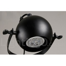 Lámpara colgante retro vintage de hierro negro de 6 luces con pantallas esféricas de hierro negro