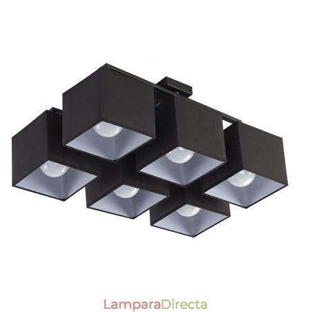 Lámparas de techo empotradas modernas y contemporáneas de 6 luces negras con pantalla de tela Lámparas de techo empotradas modernas y contemporáneas de 6 luces negras con pantalla de tela