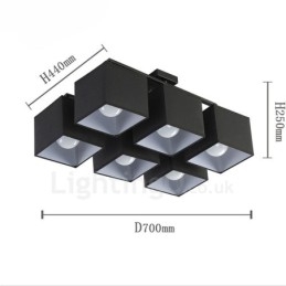 Lámparas de techo empotradas modernas y contemporáneas de 6 luces negras con pantalla de tela