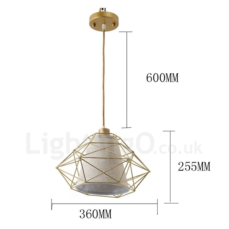 Lámpara colgante retro vintage de hierro negro con pantallas de tela, 1 luz