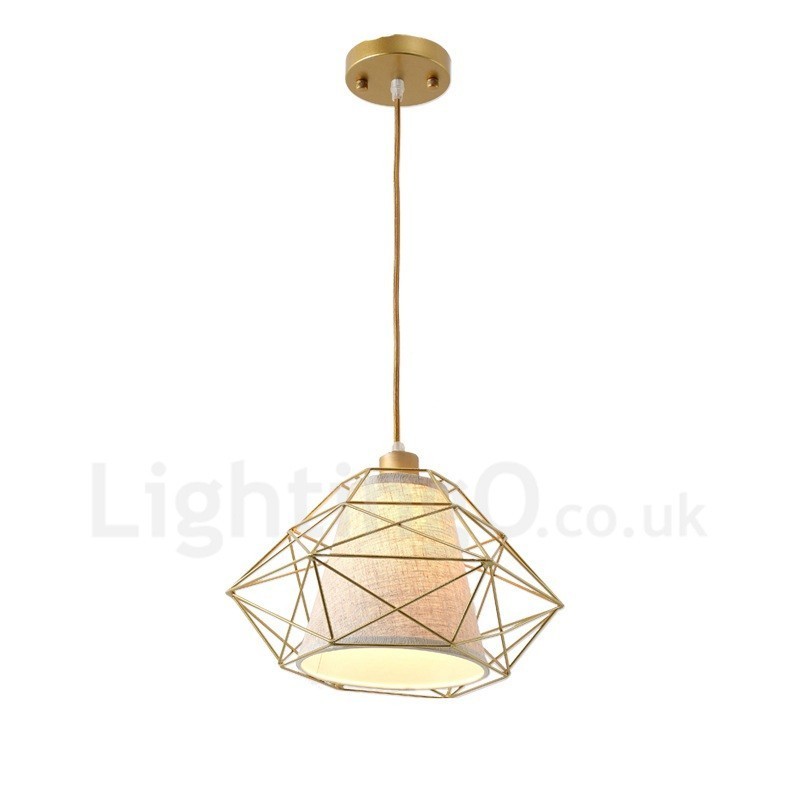 Lámpara colgante retro vintage de hierro negro con pantallas de tela, 1 luz