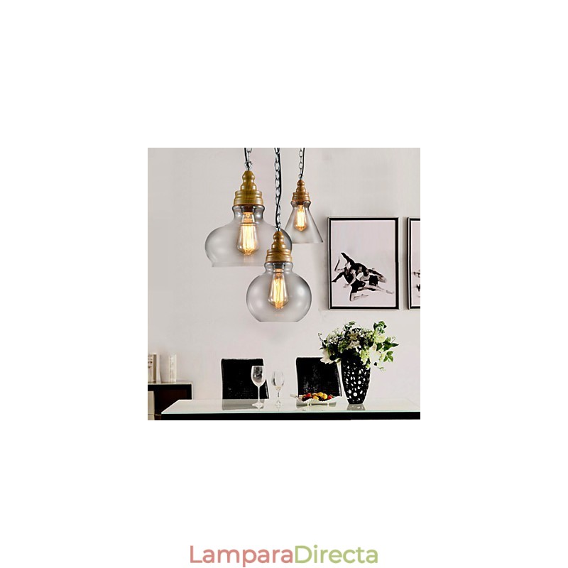 Lámpara colgante de metal estilo mini contemporáneo moderno de 3 luces