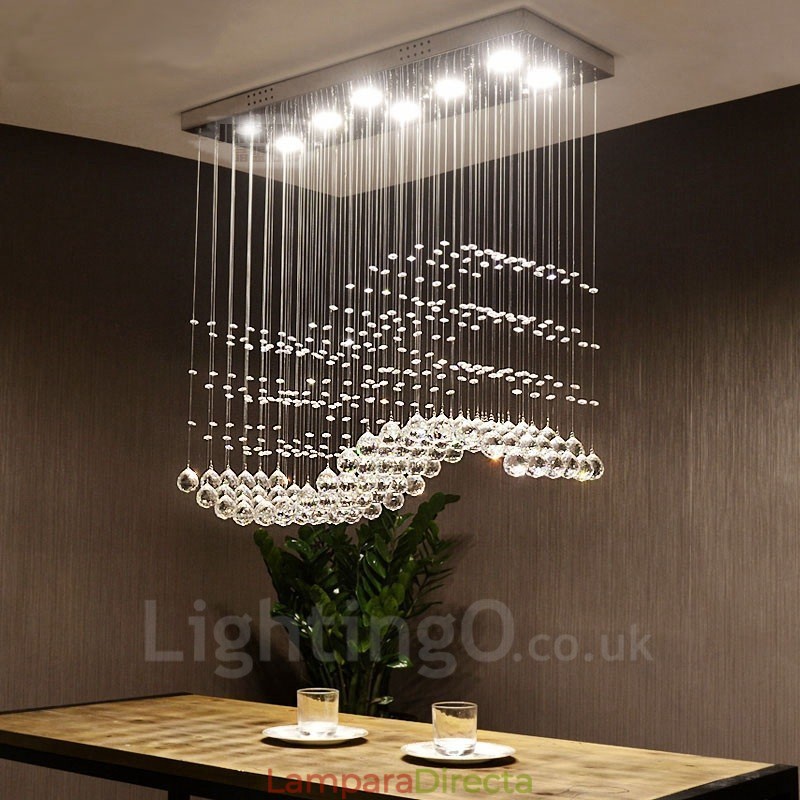Lámpara colgante de techo de cristal moderna, lámparas de araña para interiores, accesorios de iluminación