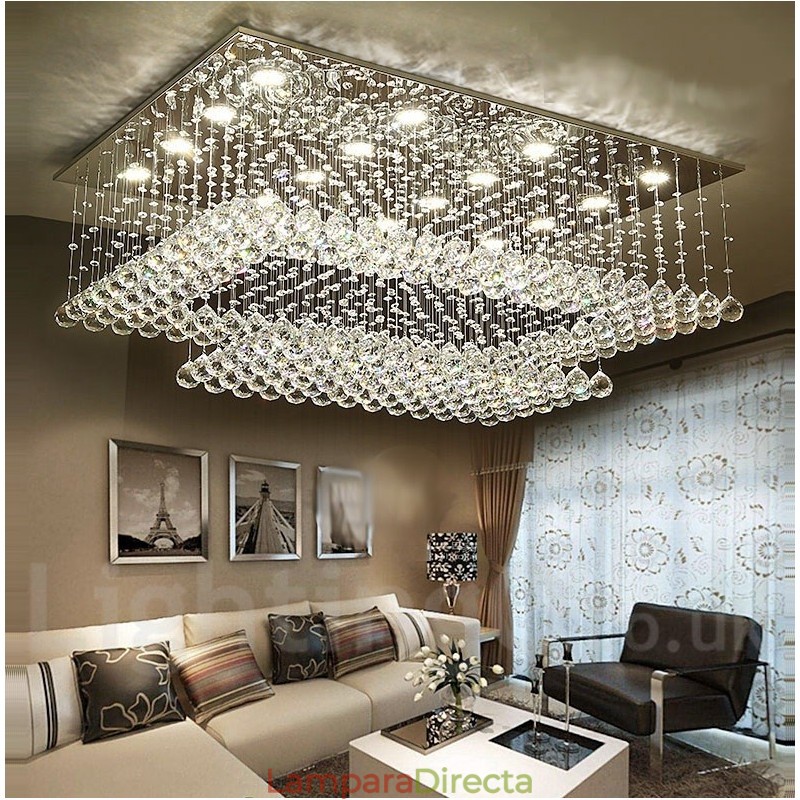 Lámpara colgante de techo de cristal moderna, lámparas de araña para interiores, accesorios de iluminación