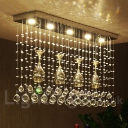 Lámpara colgante de techo de cristal moderna de 5 luces para interiores