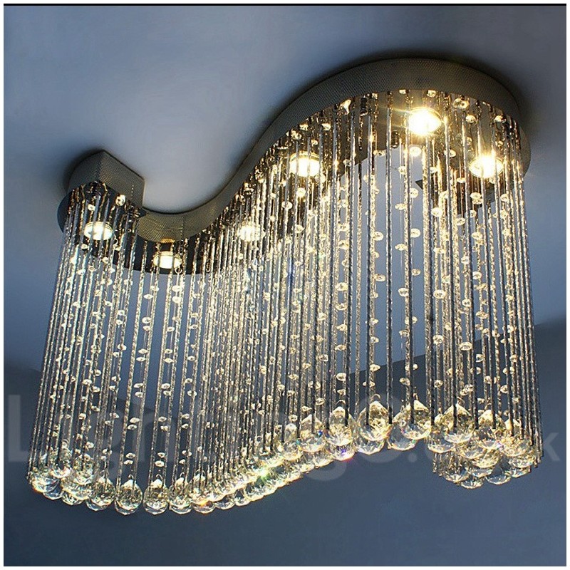 Lámpara colgante de techo de cristal moderna de 6 luces para interiores, lámparas de araña, accesorios de iluminación