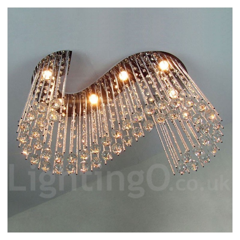 Lámpara colgante de techo de cristal moderna de 6 luces para interiores, lámparas de araña, accesorios de iluminación