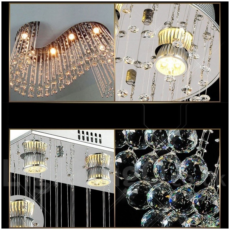 Lámpara colgante de techo de cristal moderna de 6 luces para interiores, lámparas de araña, accesorios de iluminación