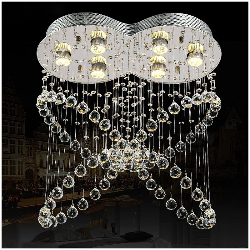 Lámpara colgante de techo de cristal moderna de 6 luces para interiores, lámparas de araña, accesorios de iluminación