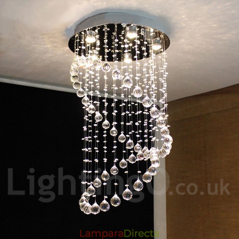 Lámpara colgante de techo de cristal moderna de 5 luces para interiores, lámparas de araña, accesorios de iluminación