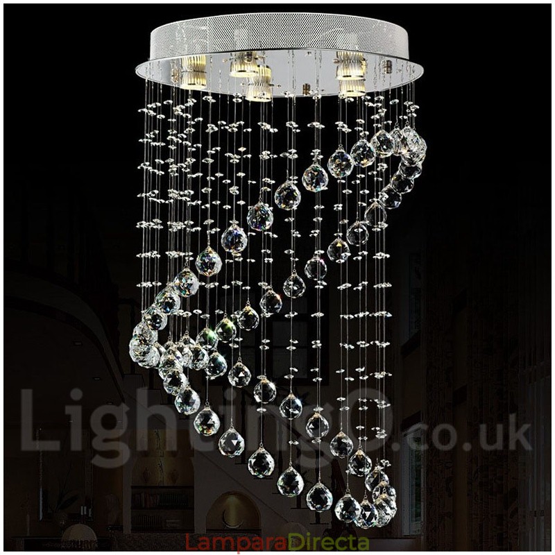 Lámpara colgante de techo de cristal moderna de 5 luces para interiores, lámparas de araña, accesorios de iluminación