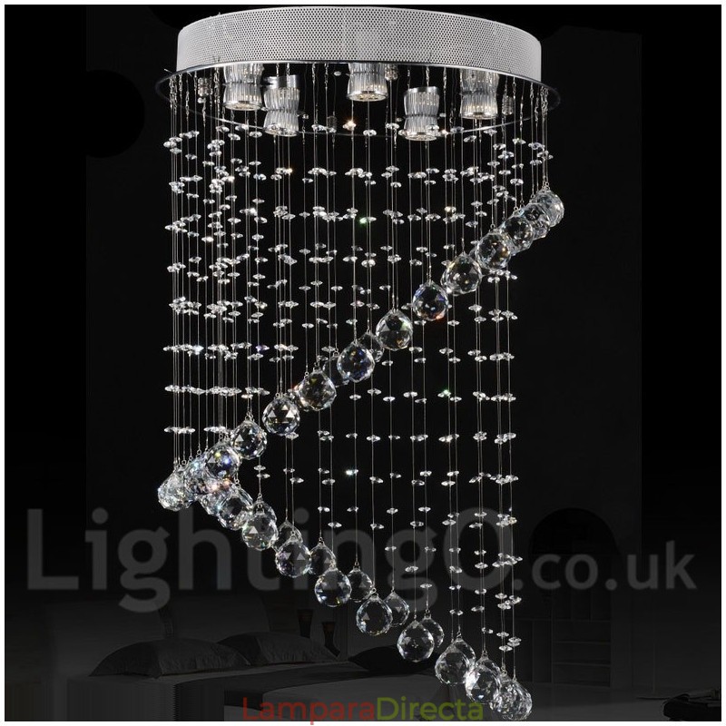 Lámpara colgante de techo de cristal moderna de 5 luces para interiores, lámparas de araña, accesorios de iluminación