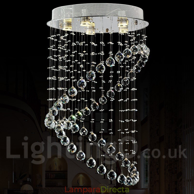 Lámpara colgante de techo de cristal moderna de 5 luces para interiores, lámparas de araña, accesorios de iluminación