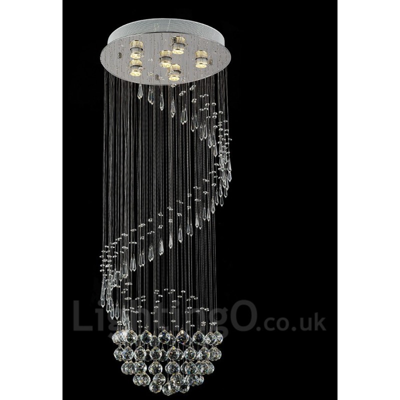 Lámpara colgante de techo de cristal moderna de 6 luces para interiores, lámparas de araña, accesorios de iluminación