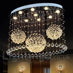 Lámpara colgante de techo de cristal moderna de 9 luces para interiores.