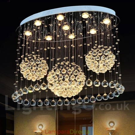 Lámpara colgante de techo de cristal moderna de 9 luces para interiores. Lámpara colgante de techo de cristal moderna de 9 luces para interiores.