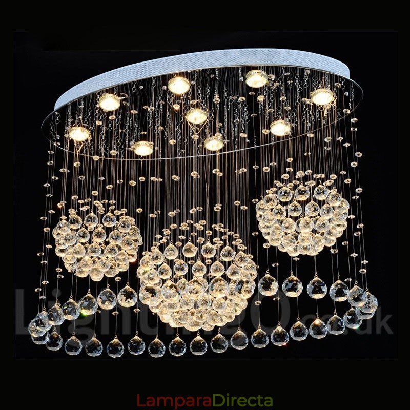 Lámpara colgante de techo de cristal moderna de 9 luces para interiores.