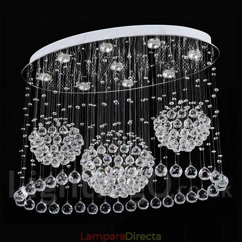 Lámpara colgante de techo de cristal moderna de 9 luces para interiores.