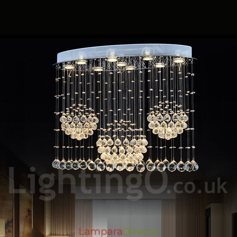Lámpara colgante de techo de cristal moderna de 9 luces para interiores.