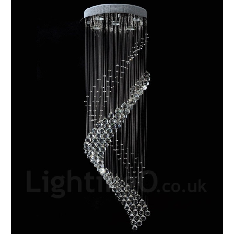 Lámpara colgante de techo de cristal moderna de 5 luces para interiores, lámparas de araña, accesorios de iluminación