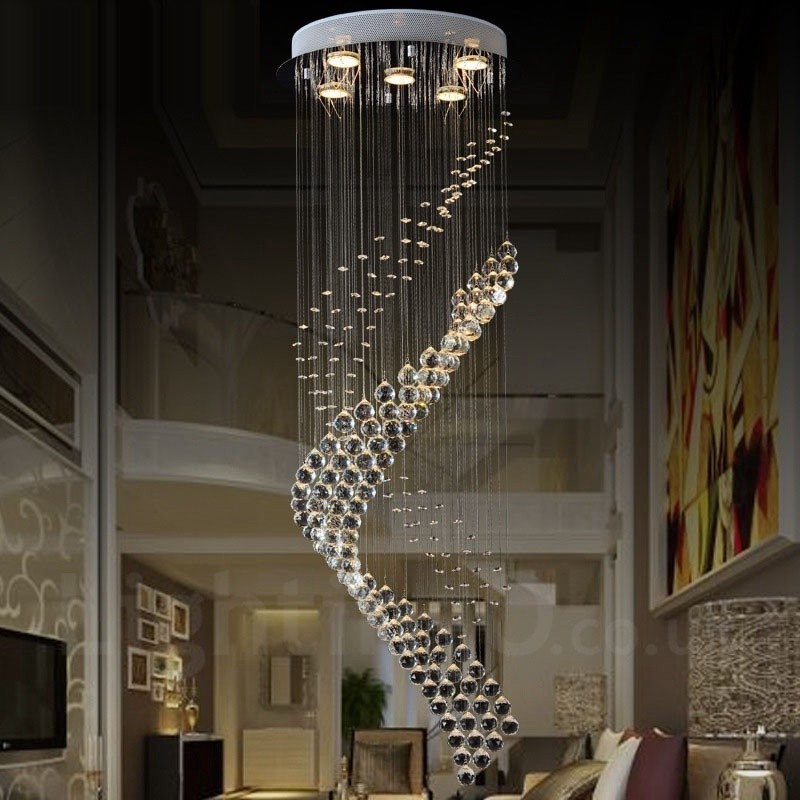 Lámpara colgante de techo de cristal moderna de 5 luces para interiores, lámparas de araña, accesorios de iluminación