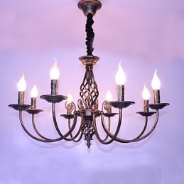 Lámpara de araña de metal estilo vela de diseñadores retro.