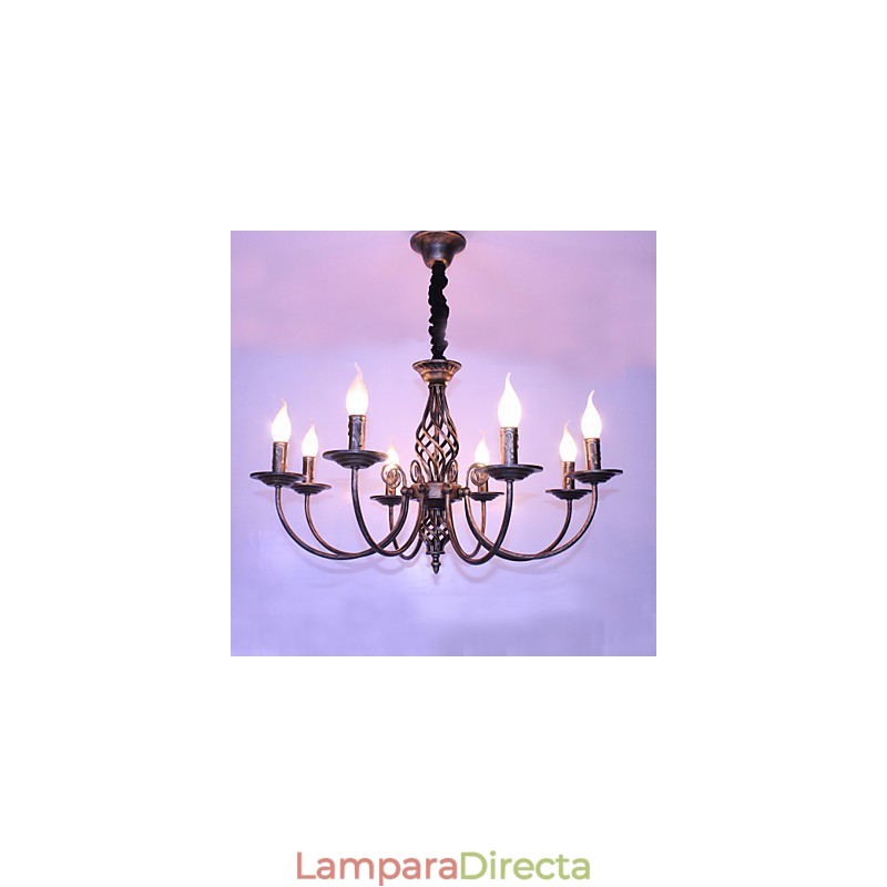 Lámpara de araña de metal estilo vela de diseñadores retro.