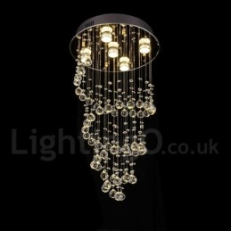 Lámpara colgante de techo de cristal moderna de 5 luces para interiores, lámparas de araña, accesorios de iluminación