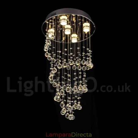 Lámpara colgante de techo de cristal moderna de 5 luces para interiores, lámparas de araña, accesorios de iluminación Lámpara colgante de techo de cristal moderna de 5 luces para interiores, lámparas de araña, accesorios de iluminación