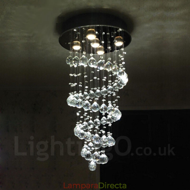 Lámpara colgante de techo de cristal moderna de 5 luces para interiores, lámparas de araña, accesorios de iluminación