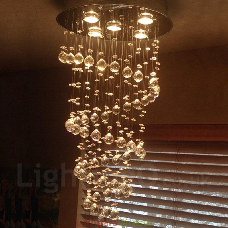 Lámpara colgante de techo de cristal moderna de 5 luces para interiores, lámparas de araña, accesorios de iluminación