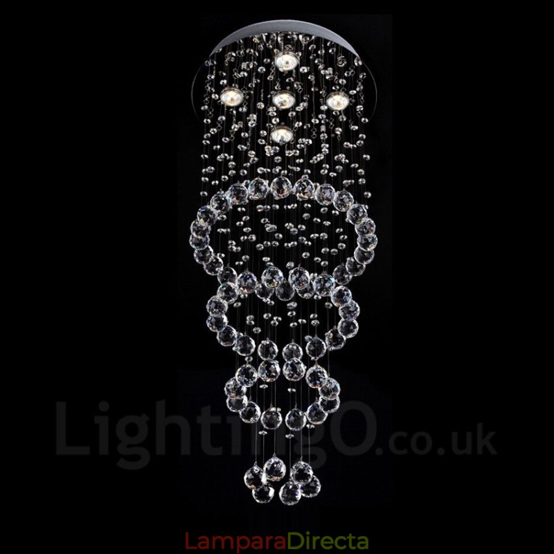 Lámpara colgante de techo de cristal moderna de 5 luces para interiores, lámparas de araña, accesorios de iluminación