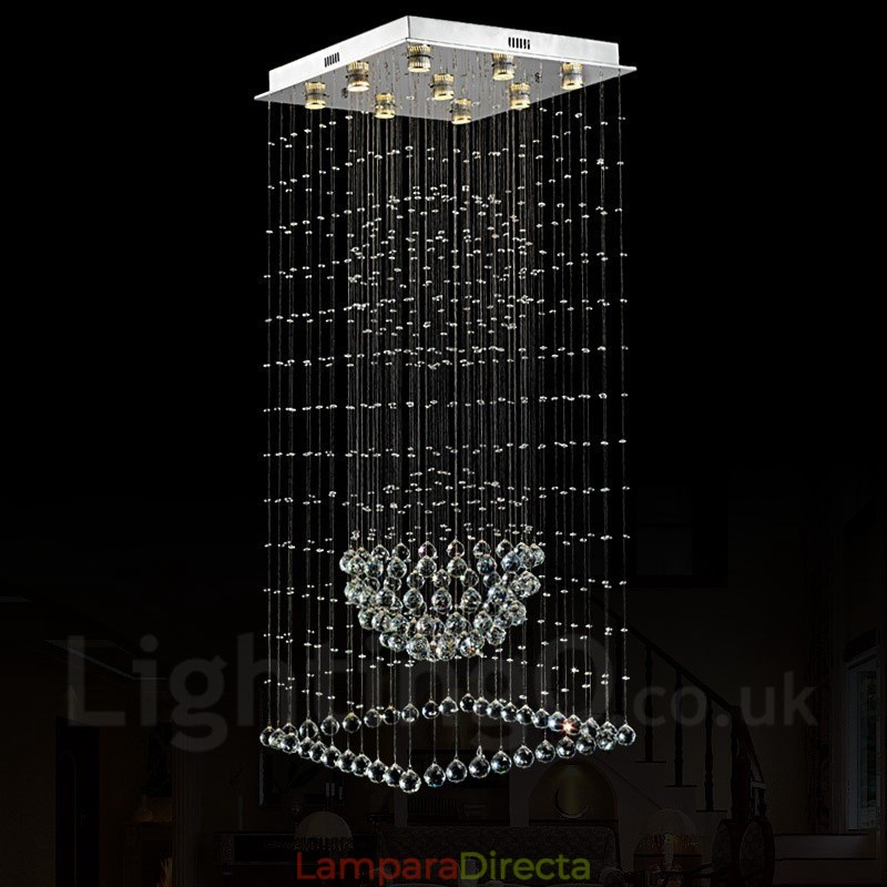 Lámpara colgante de techo de cristal moderna de 9 luces para interiores.