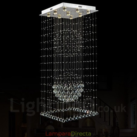 Lámpara colgante de techo de cristal moderna de 9 luces para interiores. Lámpara colgante de techo de cristal moderna de 9 luces para interiores.