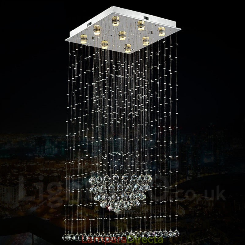 Lámpara colgante de techo de cristal moderna de 9 luces para interiores.